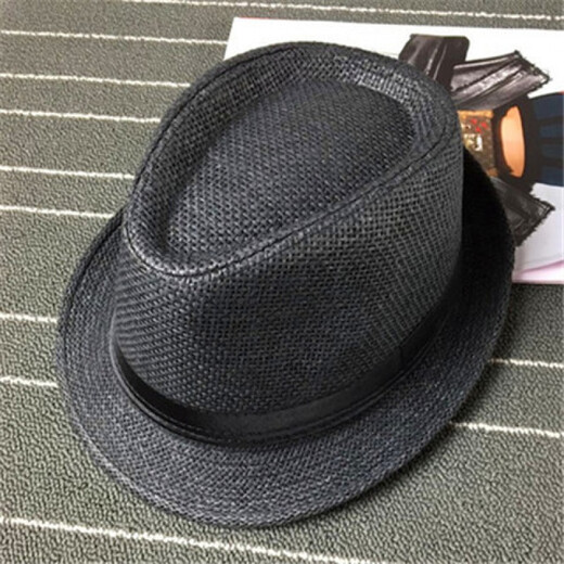 KAROND new small top hat men's spring and summer white sun protection large brim beach hat men's and women's British jazz autumn and winter sun hat straw hat pure white children's size 54CM