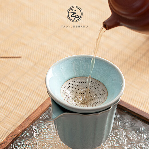 Tao Yunshang Ceramics Ru Kiln Open Piece Little Monk Tea Filter Tea Strainer Tea Filter Household Tea Set Accessories Creative Tea Ceremony Ornaments Ru Kiln Open Piece Zen Heart Little Monk Tea Strainer