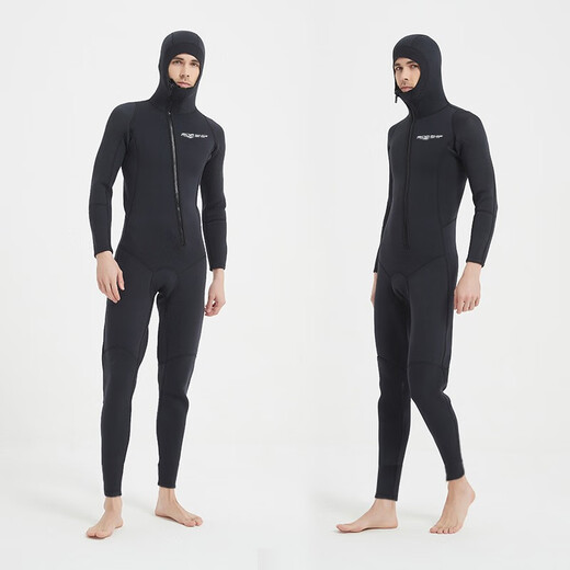 Ride ship 3MM one-piece diving suit full set long-sleeved men's deep diving swimsuit cold-proof and warm surfing diving equipment winter swimsuit black 2XL