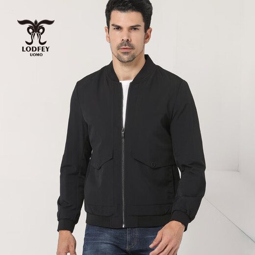 龙达飞春秋季新款青年男士休闲立领简约短款夹克外套潮D11150A1 黑色 M170