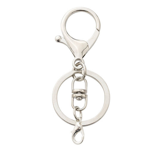 OSRO 3-piece key chain chain, lobster clasp hanging chain three-piece set, diy handmade jewelry accessories, white K-plated hanging 4-section chain + lobster clasp (3 pieces)