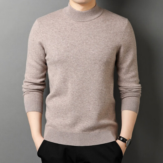 DVW cardigan men's 100 pure wool luxury high-end brand winter thickened solid color half-turtleneck sweater base layer light gray 100% pure wool M 170 reference weight 120-135Jin Jin equals 0.5 kg