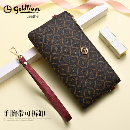 Goldlion Handbag Women's 2025 New Handbag Fashionable and Exquisite Handbag Zipper Multifunctional Women's Bag Long Wallet Large Size-200*103*15mm