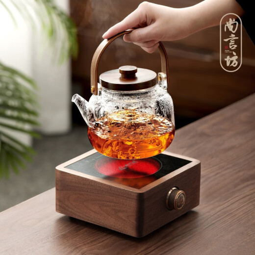 Shangyanfang walnut electric ceramic stove teapot glass kettle white tea stove teapot electric tea stove high-end 1L8 (high power 1300W) generous stove + (flat light) moon cage lifting beam kettle 801mL (inclusive) - 900mL (inclusive)