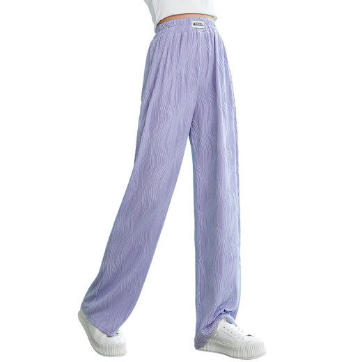 
Pitt Pitt girls summer pants thin wide-leg pants children's summer suit 2025 new style junior high school girls ice silk pants straight trousers 15009 purple + 9889 white [set] 170 cm