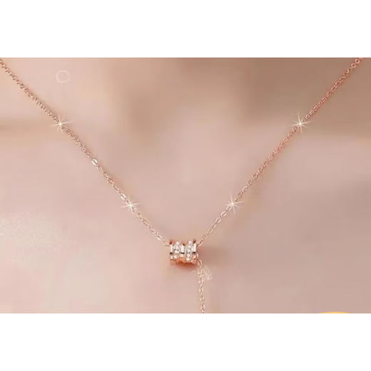 DL 1998 Fat Donglai same style pt950 platinum double ring necklace for women new rose gold long lasting pendant AU750 lock small waist platinum necklace + gift box 3.68g x 45cm