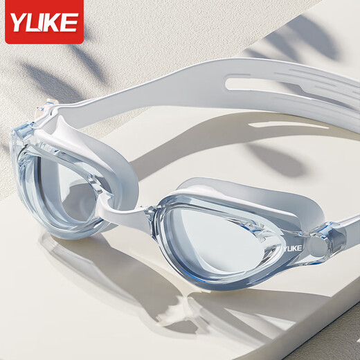 Yuke swimming goggles high-definition anti-fog waterproof myopia degree men and women professional swimming goggles diving equipment swimming goggles and swimming cap set light blue and white with nose clip earplugs myopia 300 degrees