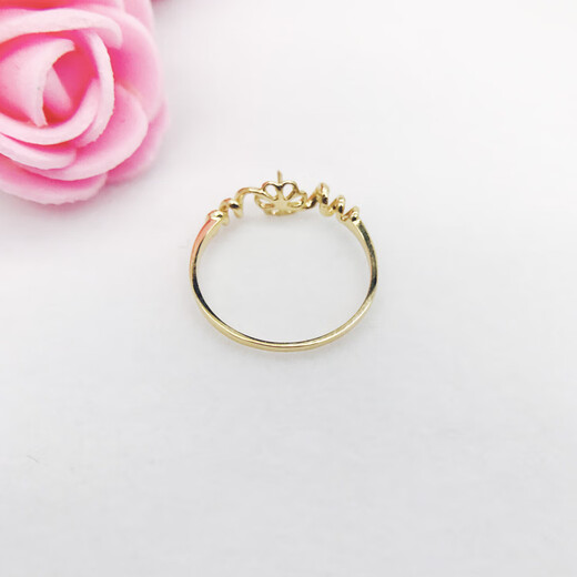 Nanzhi New Product 18k Gold Ring Spiral Diamond Ring Holder Ring Tail Ring Ring Jasper Pearl DIY Accessories Women's K Yellow No. 14 Ordinary Pearls Not Included