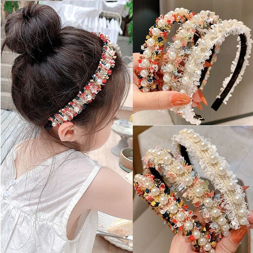 Chuxiang (CHUXIANG) children's headband little girl's cute hair accessories new hairpin girl's anti-slip headband baby does not hurt hair headwear pearl lace 3-piece set A11-303