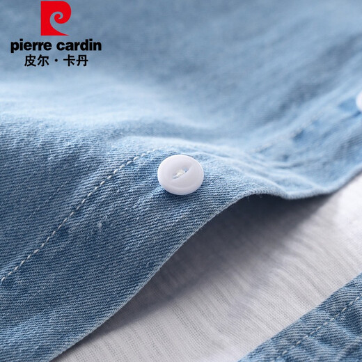 Рубашка Pierre Cardin, мужская зимняя, приятная для кожи, мягкая модная тонкая джинсовая рубашка с длинными рукавами, мужской джинсовый светло-голубой размер L