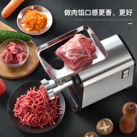 CAMOCA Meat Grinder Desktop Home Stuffing Electric Sausage Sausage Machine Small Commercial Sausage Stuffing Machine Multifunctional Meat Mixer Cooking Meat Mincer Machine Minced Vegetables Minced Garlic Machine Minced Beef and Mutton 1000W Peak Power Stainless Steel Body Minced Meat + Enema - Double Blades