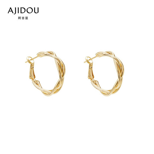 AJIDOU Ajidou Earrings Cold Wind Braided Hoop Earrings Japanese and Korean Simple Personalized Braided Ear Jewelry Earrings for Girls