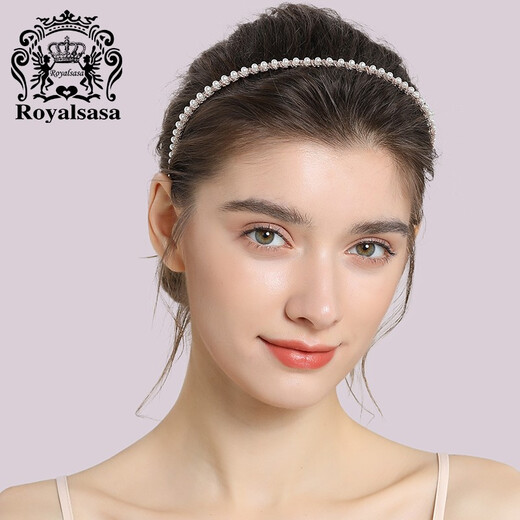 Royal sasa royal salsa Korean hair accessories sweet and thin headband simple imitation pearl headband pressed hair clip adult women's headwear