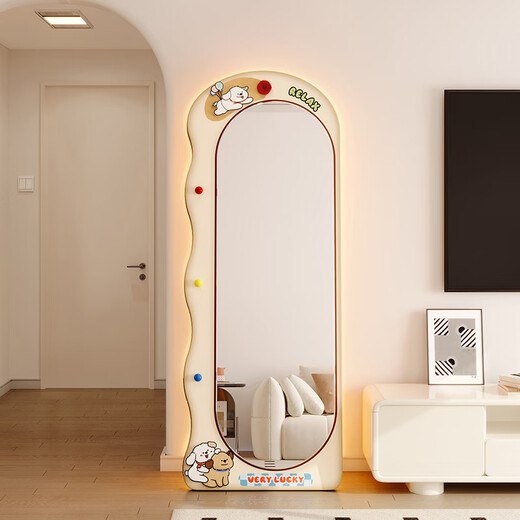 美世达镜子全身镜家用挂墙穿衣镜奶油风卧室装饰ins风落地试衣镜 支架/靠墙款160X60CM