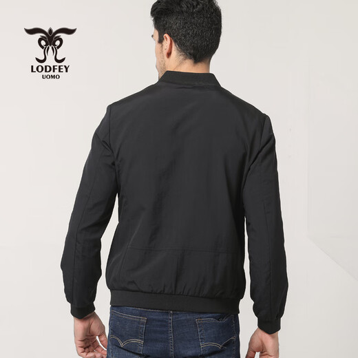 龙达飞春秋季新款青年男士休闲立领简约短款夹克外套潮D11150A1 黑色 M170