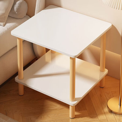 YILANGDE einfacher Nachttisch für kleines Schlafzimmer, moderner einfacher Mini-Nachttisch, Aufbewahrungsregal, Aufbewahrungsschrank, Nachttisch, elfenbeinweiß, doppelschichtig, 40 x 40 x 53 cm