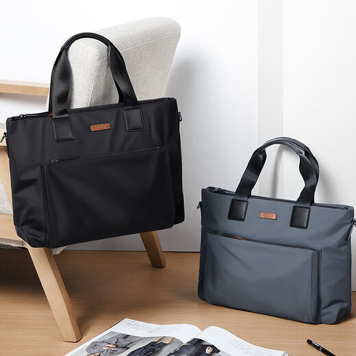 Golf GOLF business briefcase men's large-capacity handbag men's 15-inch laptop bag lightweight casual shoulder crossbody bag horizontal briefcase 5I768317J Gray