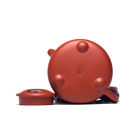 Centennial Liyong Yixing purple sand pot pure handmade raw mineral clear cement cow cover stone scoop pot Kung Fu tea set teapot 340ml