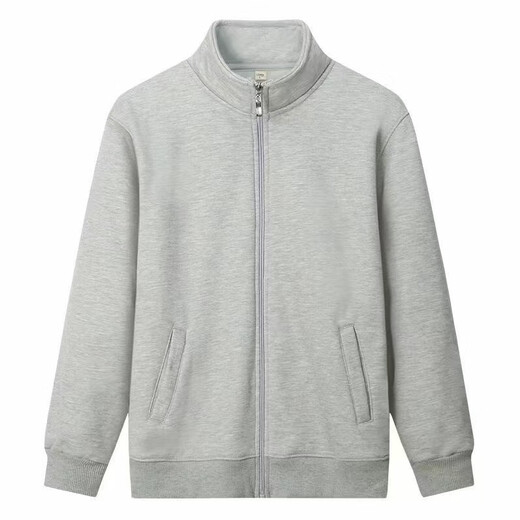 Stand collar zipper sweatshirt for men and women, cardigan jacket, sweatshirt, men's coat, autumn and winter men's clothing, versatile black 3XL