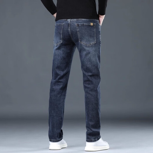 Canelin Kiskha品牌牛仔裤男修身小脚男装高端商务春秋季新款青年水洗男装长裤子 1049灰色 29 腰围二尺二