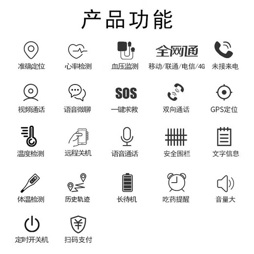 
Love percent elderly watch 4G full network connection elderly phone watch smart watch blood pressure measurement heart rate health one-click SOS alarm GPS anti-lost elderly positioning watch elegant black (precise positioning + intelligent protection + words loud and loud)