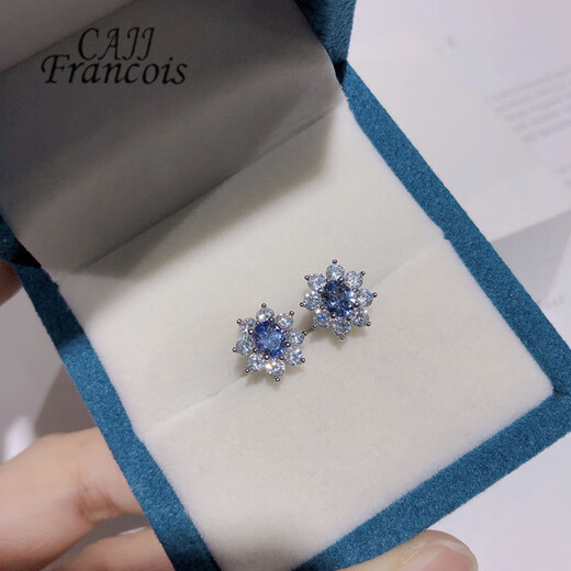 CAJJ Francois 0.60 carat tanzanite earrings for women, natural colored gems, jewelry gemstones, 925 silver inlaid jewelry, tanzanite earrings