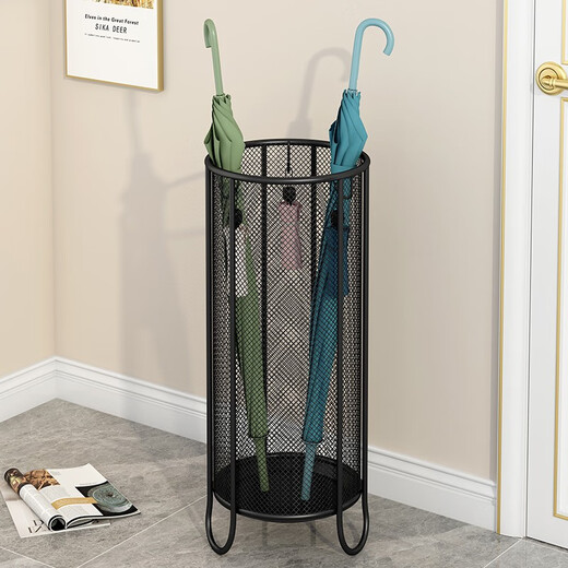 Wojia Umbrella Rack Installation-free Storage Rack Home Hotel Lobby Commercial Umbrella Bucket Door Hanging Umbrella Storage Rack Black Diameter 19cm Height 49.3cm