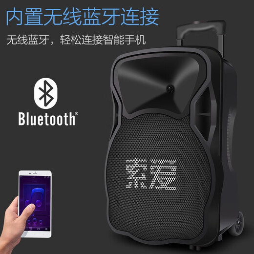 Sony Ericsson F21 12-inch high-power subwoofer square dance speaker mobile outdoor Bluetooth trolley speaker portable amplifier 15-inch subwoofer + 2 wireless microphones