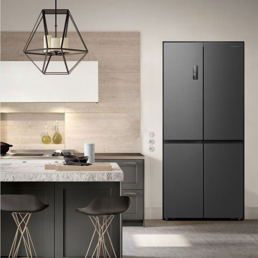 Ronshen 501L cross-fold double-open four-door first-class dual-frequency air-cooled frost-free built-in refrigerator 501 liter dual cycle/polar white