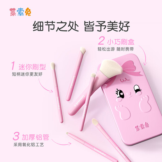 Laisotu Children's Makeup Brush Set, Children's Day Performance Portable Mini Makeup Set, Eye Shadow Detail Makeup Brushes, 6 Makeup Brushes (1 Set of 6), 1 Piece Set