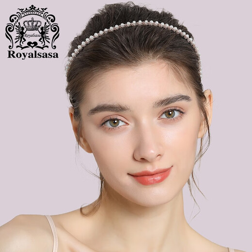 Royal sasa royal salsa Korean hair accessories sweet and thin headband simple imitation pearl headband pressed hair clip adult women's headwear