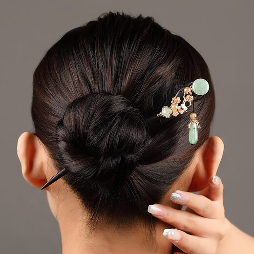Qumeisi ancient style hairpin wooden hairpin step rocking tassel headdress can be worn Chinese style cheongsam daily simple female Q001