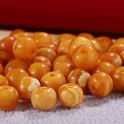 Caihe natural old wax old-type loose beads single bead Russian material full of honey chicken fat yellow bracelet with bead single accessories beeswax old-type bead 9mm single