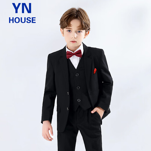 衣诺坊儿童西服套装演出服黑色西装男童主持人礼服 黑色套装  160码