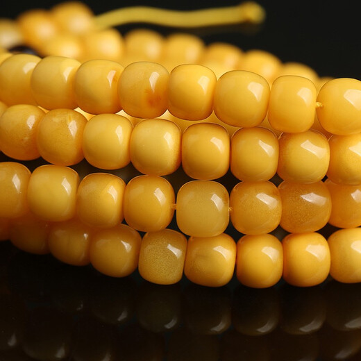 Lingwuqijiu natural raw mineral beeswax old-style barrel beads single beads loose beads spaced beads Buddha beads bracelet single amber bracelet accessories drum beads loose beads diy accessories star and moon rudraksha beads diameter about 7mm single
