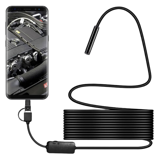 Burrowing rat endoscope car repair high-definition camera mobile phone industrial turnable car repair sewer pipe waterproof probe three-in-one 2-meter soft cord