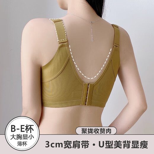 Modal Adjustable Underwear Women's Thin Side Breast Collar Bra Anti-Sagging Expansion Support Large Breasts Show Small Full Cup Bra Set Big Red Set 85C