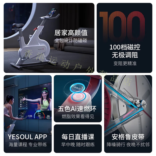 Yesouul (Yesoul) Smart Stummes Magnetron-Kontrollwiderstand und Fettsäurefahrrad innerner Sportgeräte Fitnessbike M1P Standardversion/100-Gang-Magnetronwiderstand/Geschwindigkeitsverbrennungsring