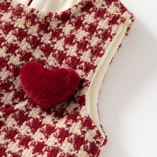 Banxidi girls dress winter dress baby girl princess dress suit one-year-old dress New Year's greetings dress plus velvet children's vest skirt red 90