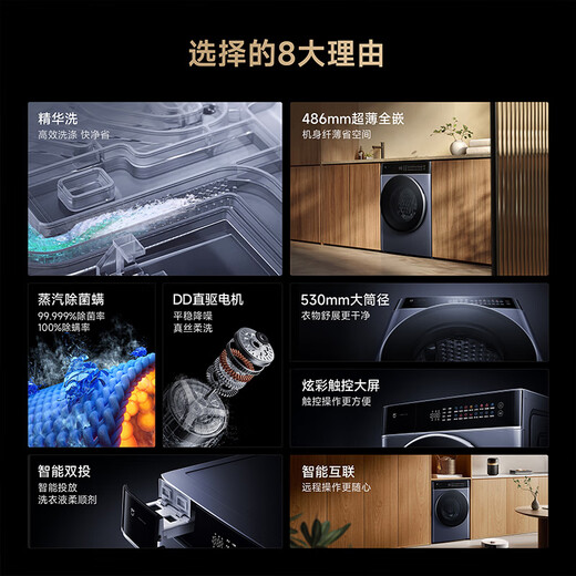 Mijia Xiaomi National Subsidy 20% 10KG Smart Wash Pro Drum Washing Machine Fully Automatic Essence Wash Ultra-Thin Fully Embedded Large Drum Diameter Trade-In XQG100MJ303