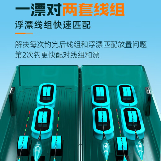 Weituosen float box multi-functional large-capacity main line box two-in-one double-layer fish float box float box fish float storage box 52CM dream blue 12 spools + 6 float clips