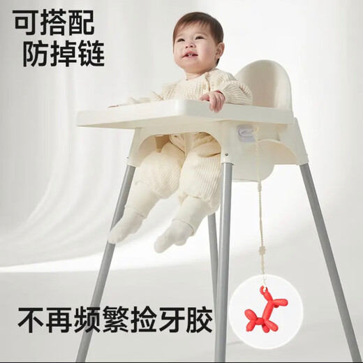 IKV (IKV) small mushroom baby teether 3 months old, anti-eating hand oral chewing gum for 0-6 months, 4 months + balloon dog teether - blue, free storage box