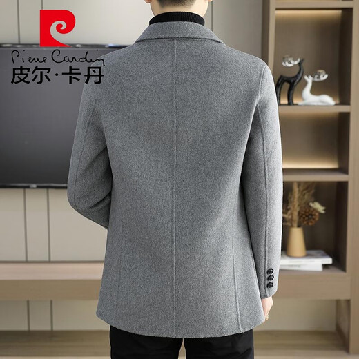 Pierre Cardin woolen blazer men's high-end slim double-sided denim suit top autumn and winter versatile short warm coat 88001A Khaki double-sided denim XL suitable for 125-145Jin Jin equals 0.5 kg