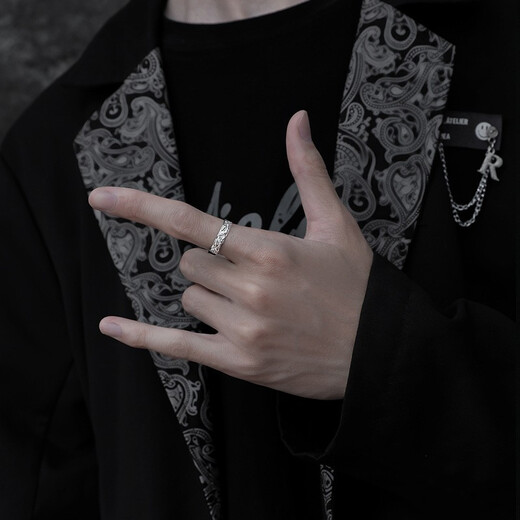 BJYL Pixiu ring men's national fashion open single ring men's simple fashion student index finger ring tail ring for boyfriend