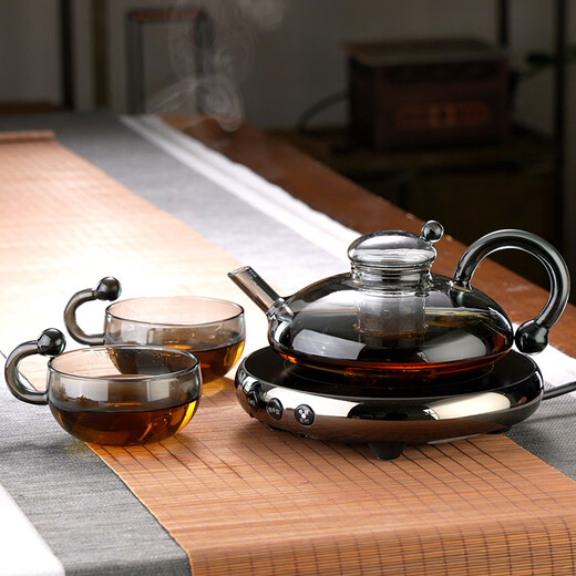 Gaoming rat tail glass teapot 2025 new electric ceramic stove tea maker Cai Shu high-end thickened tea water separation teapot Cai Shu pot single pot 550ml