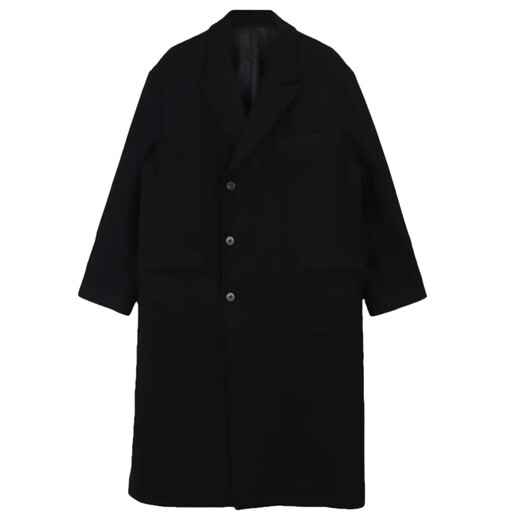 Ivansby's new winter men's woolen coat mid-length knee-high thickened woolen men's windbreaker jacket Korean style trendy and loose black (cotton version) XL