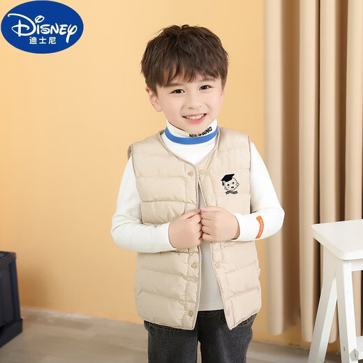 Disney children's cotton vest for men and women, baby cotton vest, autumn and winter new style, thickened cotton vest for small and medium-sized children, dark blue 120 (recommended height 100-110)