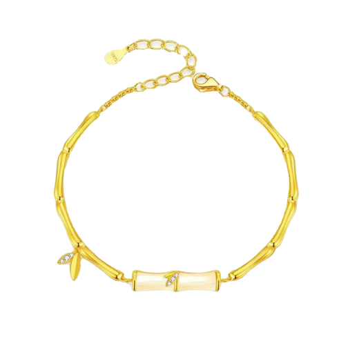 Erli Youni Bamboo Imitation Hetian Jade Bracelet Women's S925 Silver Bamboo Light Luxury Niche National Trend Design Exquisite Youni Bamboo Bracelet Rose Gift Box