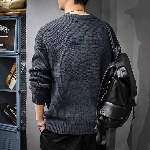 Gu Xiansen autumn and winter sweater men's American retro Henry collar heavyweight inner casual sweater autumn and winter coat sweater black L 115-130Jin Jin equals 0.5 kg