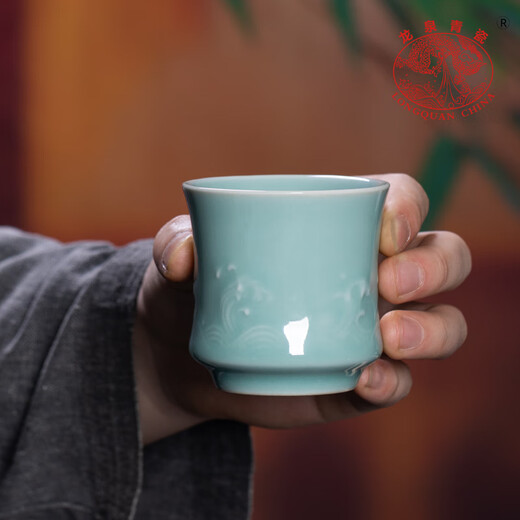 Longquan celadon large-capacity teapot teacup household one pot six-cup ceramic Kung Fu tea set gift box Diyao Tianqing including gift box